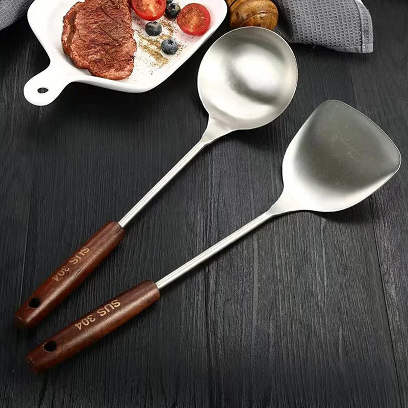 1Pc Stainless Steel Kitchen Utensils Wok Spatula Iron And Ladle Tool Set Spatula For Cooking Kitchen Accessories Essentials