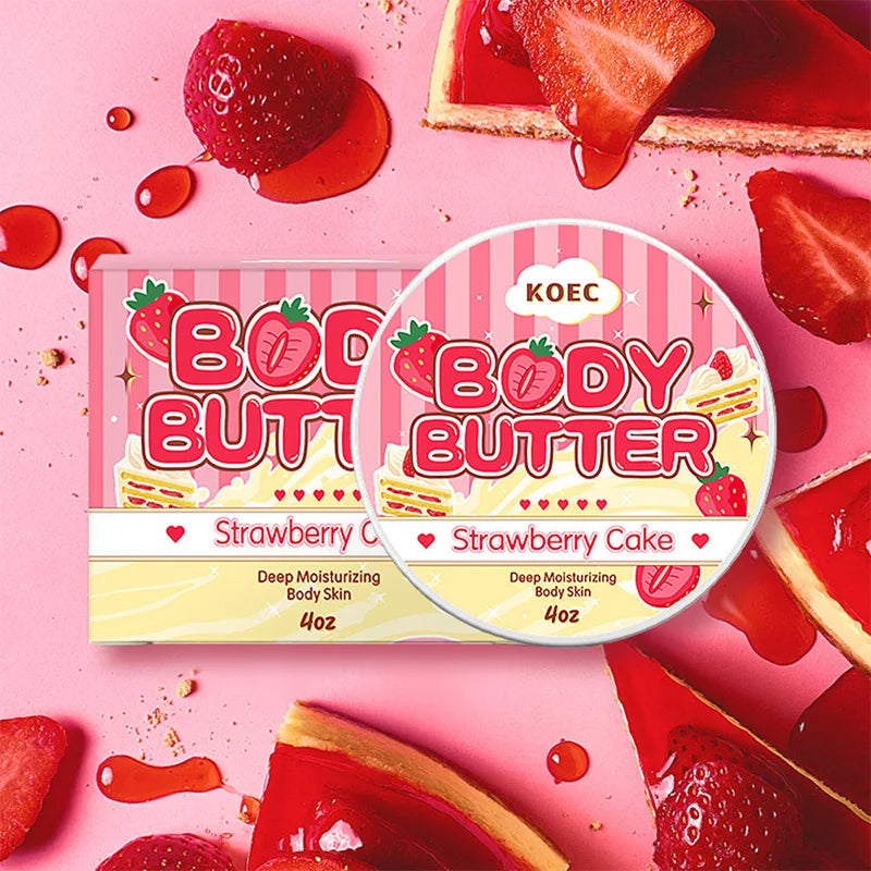 Strawberry Body Cream& Oil Set Moisturizing Nourishing Hydrating Body Lotion Essential Body Glaze Vanilla Fragrance Massage Oil