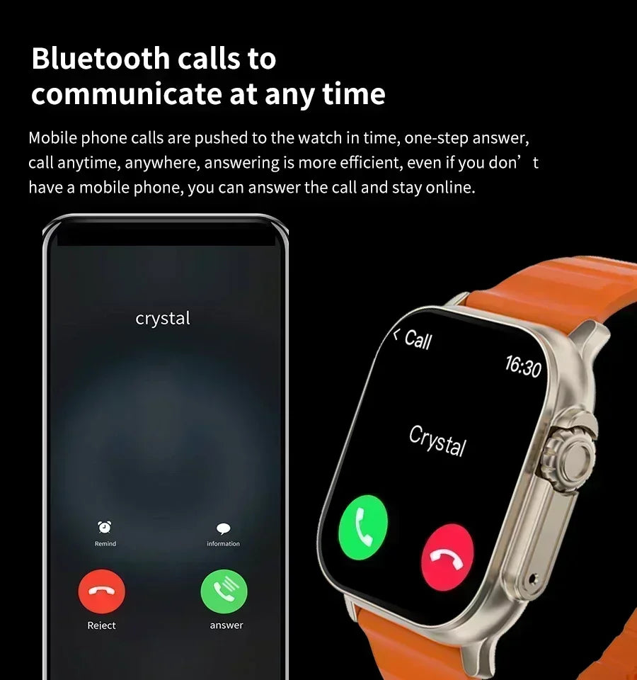 2025 New A100 Amoled Square Smartwatch with 7 Straps, Waterproof Bluetooth Calling, Heart Rate Monitoring Function
