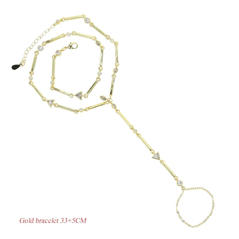 New Arrived Long Tassel With Slippy Bar Bling Round Oval Triangle CZ Setting Women Unique Bracelet Wrap One's Finger Jewelry