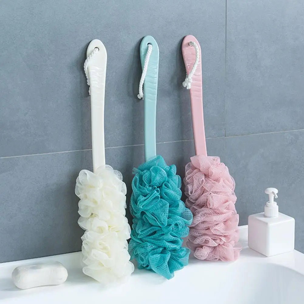 Long Handle Shower Mesh Bath Bubble Ball Loofah Body Exfoliating Brush Soft Cleaner Skin Scrub Back Brush Bathroom Supplies
