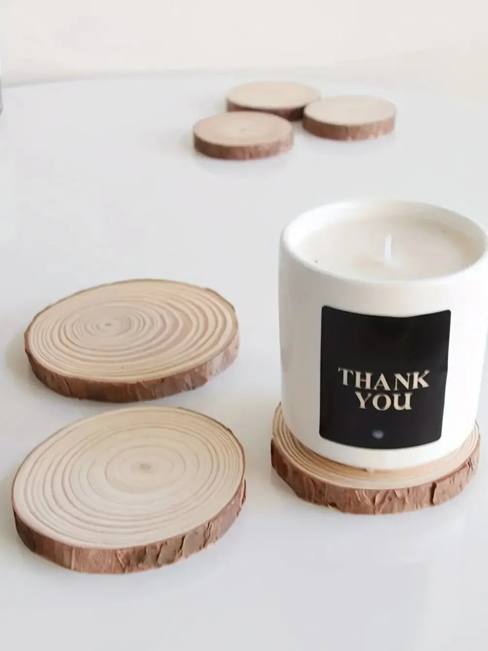 5pcs - Wooden Aromatherapy Candle Tray Minimalist Instagram Style Decorative Decoration Round Candle Base