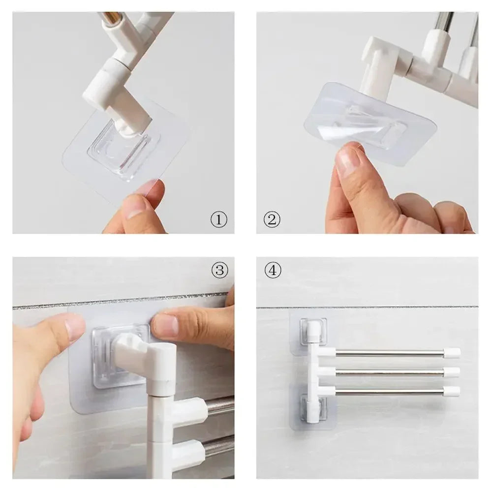 Towel Rack Bathroom Accessories Sets Kitchen Wall Shelf Without Drilling Mounted Organizers Storage Stainless Bath Shelves