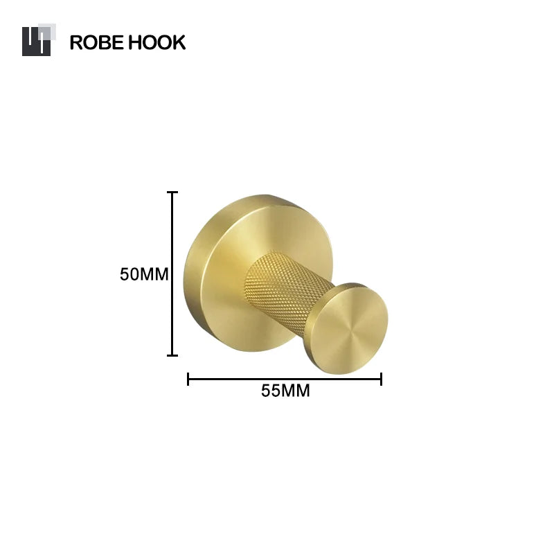 Brushed Gold Bathroom Accessories Set Hardware Kit Wall Mount Hand Towel Bar Rack Toilet Roll Paper Holder Robe Hook Hanger