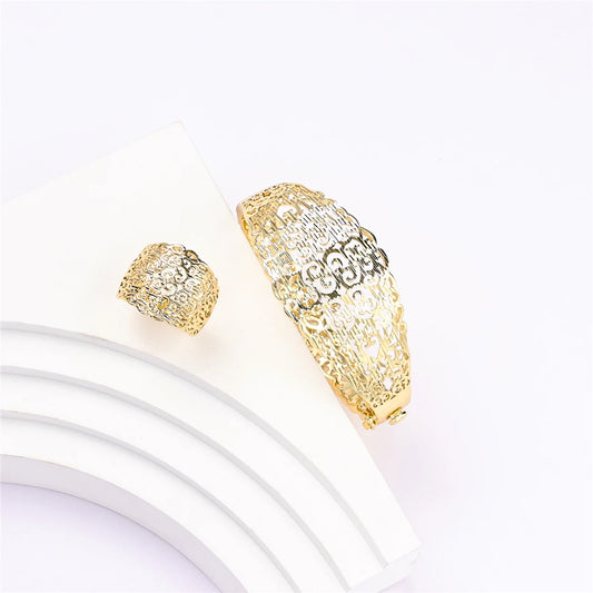 2022 New Bracelet Ring Set Exquisite Holiday Gifts Women's Party Wedding Accessories Metal Plated Elegant Jewelry