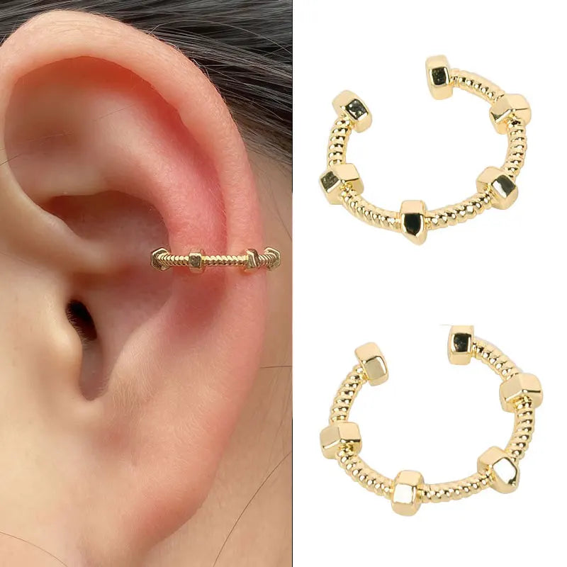 Stackable Earrings Without Ear Hole Star Wrap Clip On Earrings Earcuff for Women Ear Screen Climb Cuffs Fake Piercing One pair