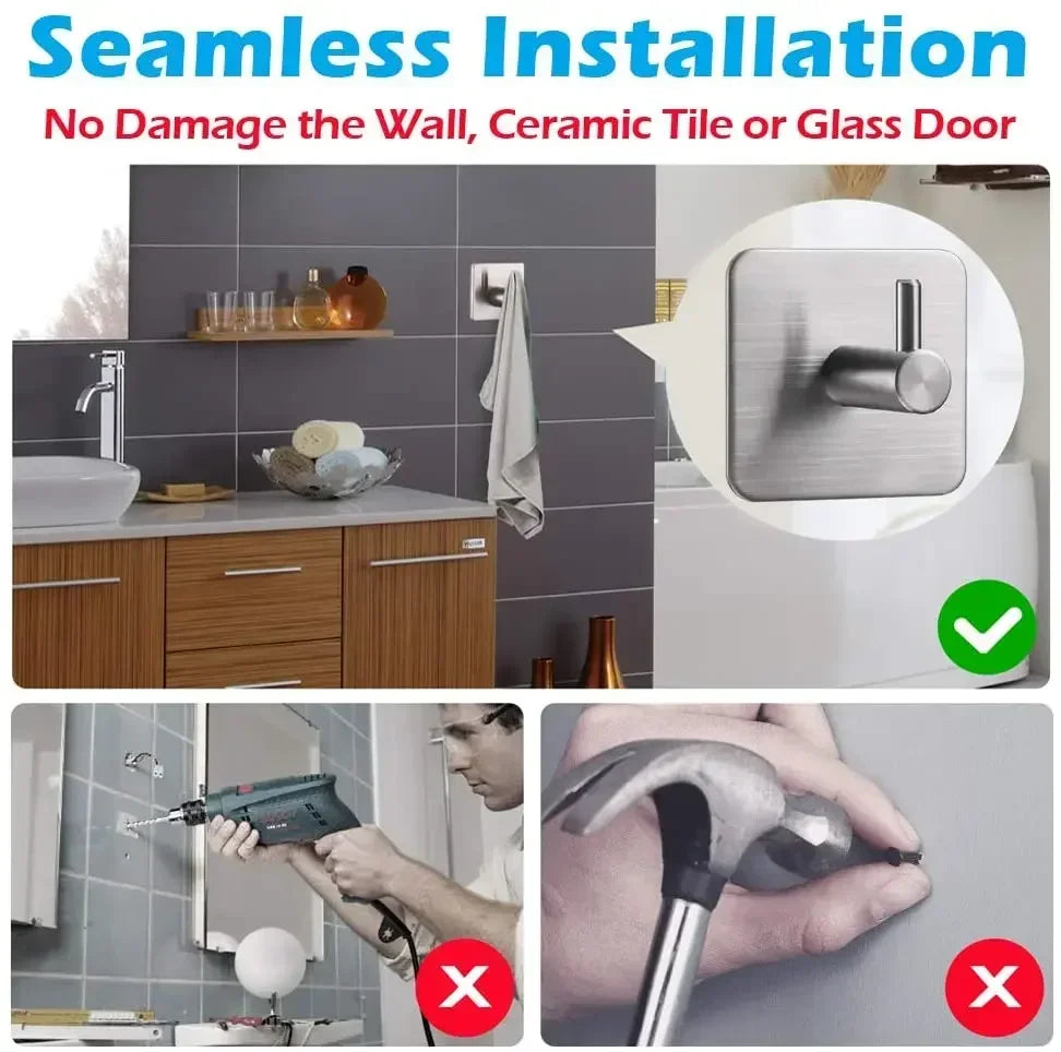Stainless Steel Bathroom Accessories Self Adhesive Towel Hooks Wall Hook accesorios para el hogar novedades kitchen accessories