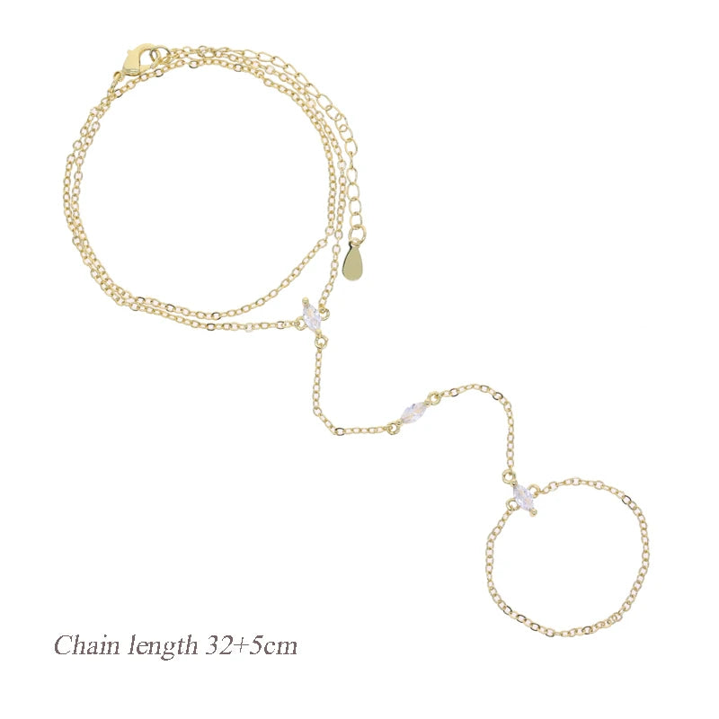 New Arrived Long Tassel With Slippy Bar Bling Round Oval Triangle CZ Setting Women Unique Bracelet Wrap One's Finger Jewelry