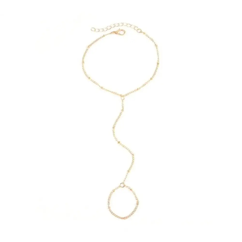 Elegant Women Bracelet Ring Alloy Retro Hand Chain Bracelet Ring Hollow Chain Finger Ring Bracelet Boho Beach Jewelry Gift
