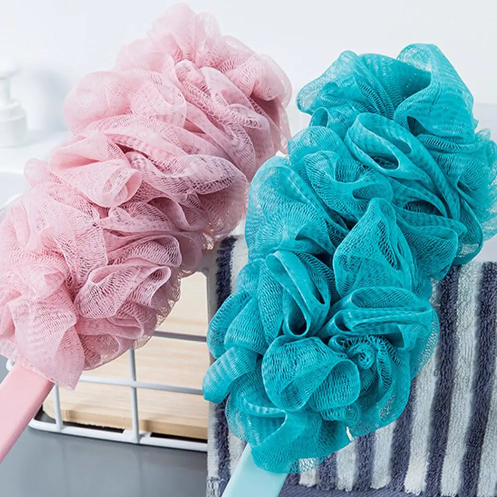 Long Handle Shower Mesh Bath Bubble Ball Loofah Body Exfoliating Brush Soft Cleaner Skin Scrub Back Brush Bathroom Supplies