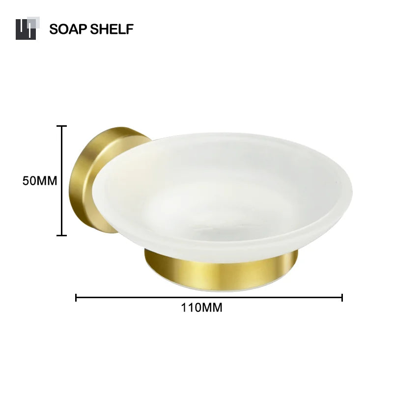 Brushed Gold Bathroom Accessories Set Hardware Kit Wall Mount Hand Towel Bar Rack Toilet Roll Paper Holder Robe Hook Hanger