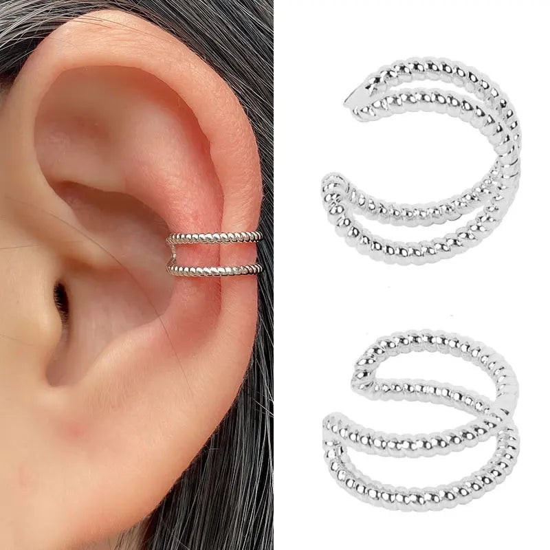 Stackable Earrings Without Ear Hole Star Wrap Clip On Earrings Earcuff for Women Ear Screen Climb Cuffs Fake Piercing One pair