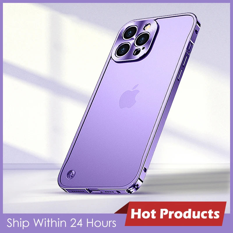Metal Phone Cases For IPhone 12 13 14 Pro Max Cover 16 Plus Magnetic Aluminum Frame Phone Shell For Iphone 15 12 Mini 13 Pro Max