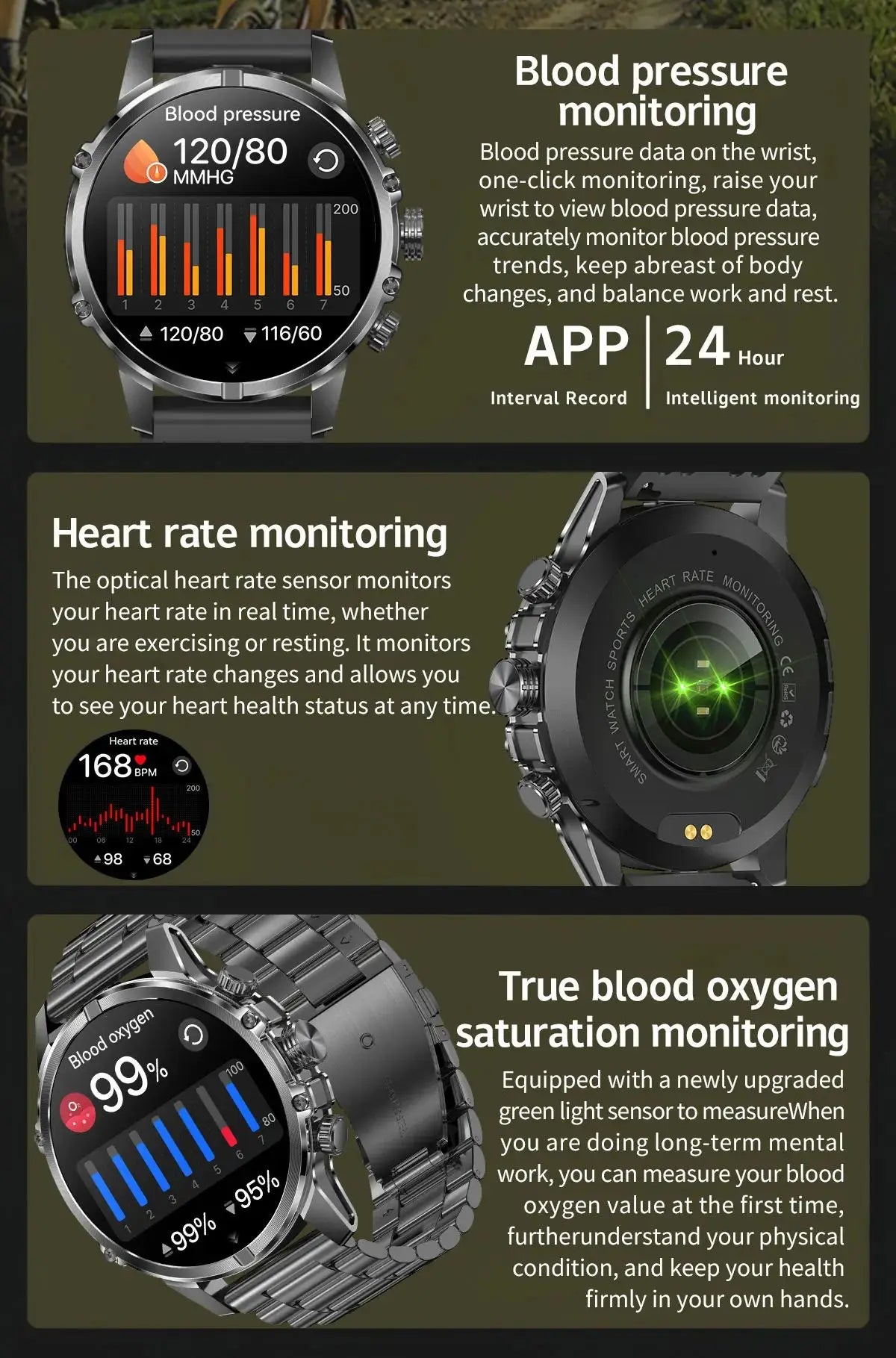 Smart Watch For Men AMOLED Screen LED Flashlight Waterproof Heart Rate Monitor Bluetooth Call Sport Fitness Women Smartwatch