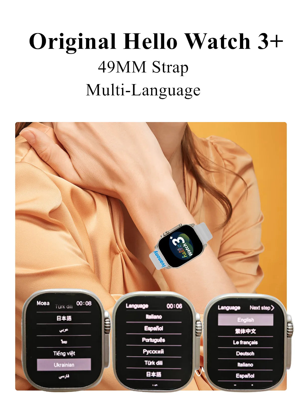 Smart Watch Hello Watch 3 Plus Ultra 2.04inch Amoled Screen Voice Assistant ChatGPT Ebook Compass Dual Core 49mm Smartwatch Men