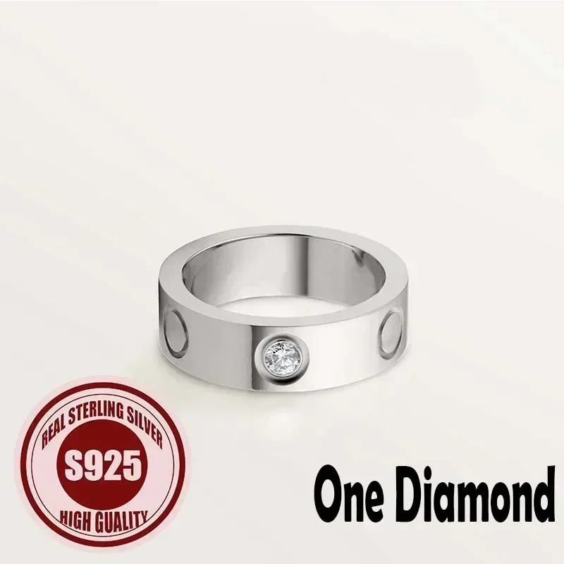 2025 NEW 925 Silver Women's Fashionable Low-Luxury Ring Exquisite Three Colors Versatile Gem Mens Rings Gift