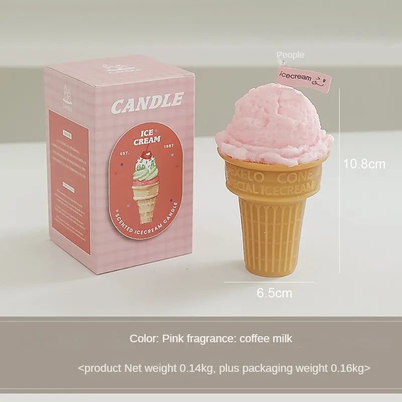 2pcs Ice Cream Candles Handcrafted Creative Design Fragrance Gift Atmosphere Accompanied By Hand Gifts Aromatherapy Candles