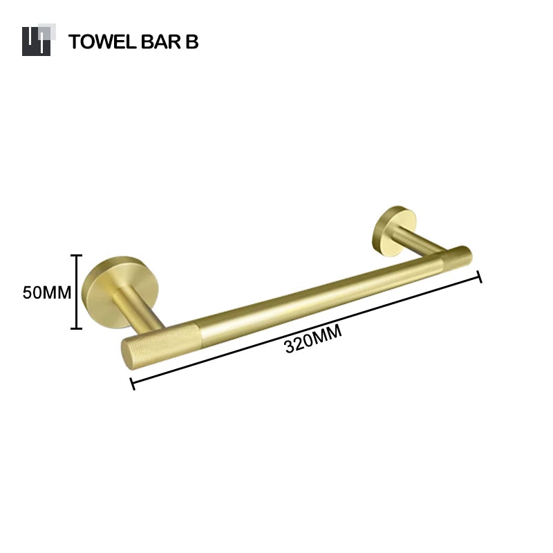 Brushed Gold Bathroom Accessories Set Hardware Kit Wall Mount Hand Towel Bar Rack Toilet Roll Paper Holder Robe Hook Hanger