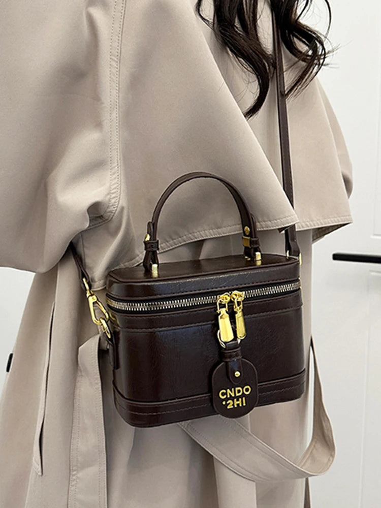 Women Fashion Tote Bucket Bags Solid Clor PU Leather Delicate Small Square Pack 2024 Trendy Female Crossbody Bag