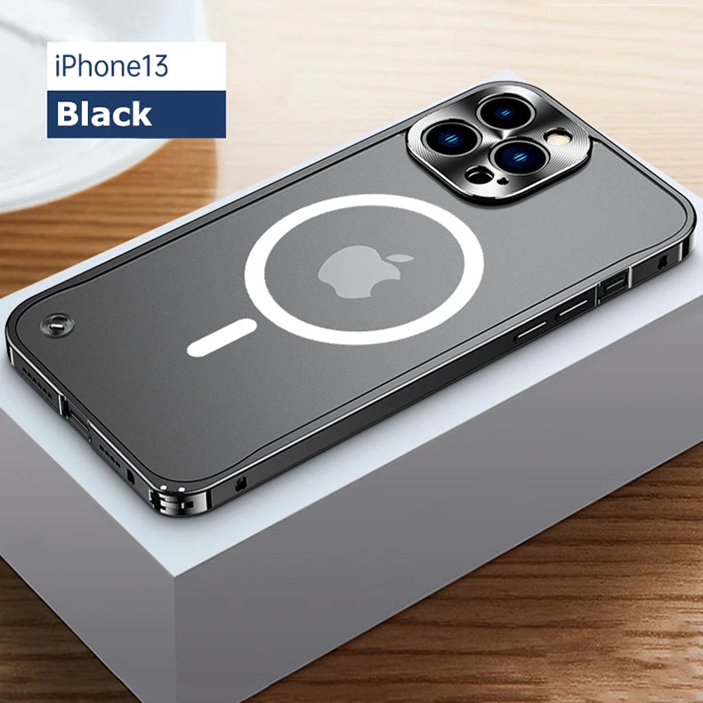 Metal Phone Cases For IPhone 12 13 14 Pro Max Cover 16 Plus Magnetic Aluminum Frame Phone Shell For Iphone 15 12 Mini 13 Pro Max