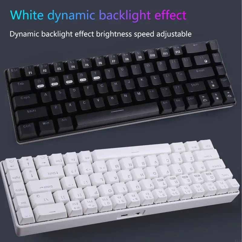 K32C RF68 68-key Gaming Mechanical Keyboard BT Wireless Blue Backlit 2-Shot