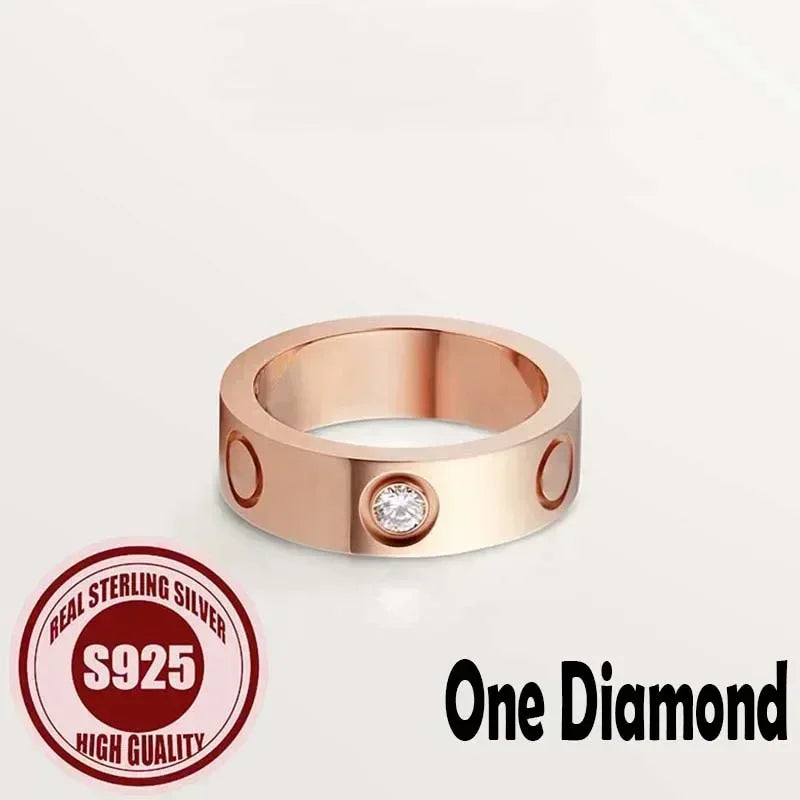 2025 NEW 925 Silver Women's Fashionable Low-Luxury Ring Exquisite Three Colors Versatile Gem Mens Rings Gift