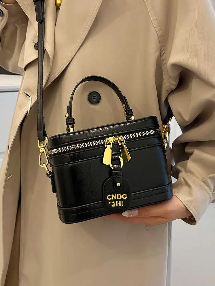 Women Fashion Tote Bucket Bags Solid Clor PU Leather Delicate Small Square Pack 2024 Trendy Female Crossbody Bag