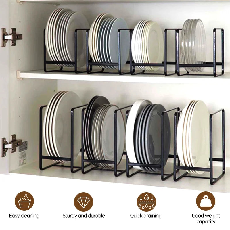 Kitchen Cabinet Plate Storage Countertop Dish Rack Drawer Dinner Plate Partition Drain Rack Layered Storage Rack Accessories