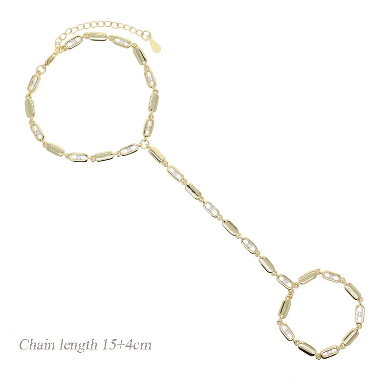 New Arrived Long Tassel With Slippy Bar Bling Round Oval Triangle CZ Setting Women Unique Bracelet Wrap One's Finger Jewelry