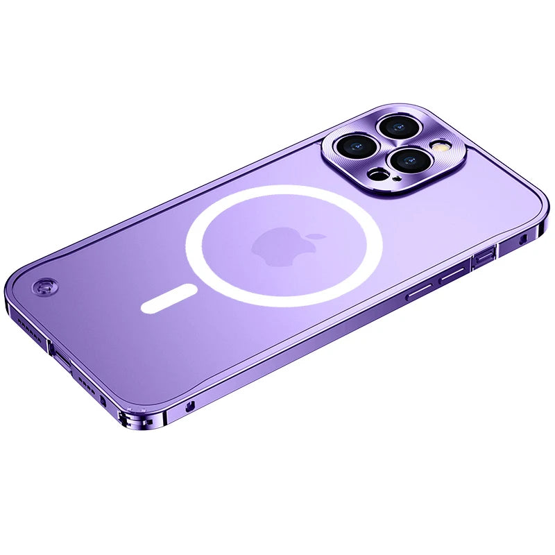 Metal Phone Cases For IPhone 12 13 14 Pro Max Cover 16 Plus Magnetic Aluminum Frame Phone Shell For Iphone 15 12 Mini 13 Pro Max