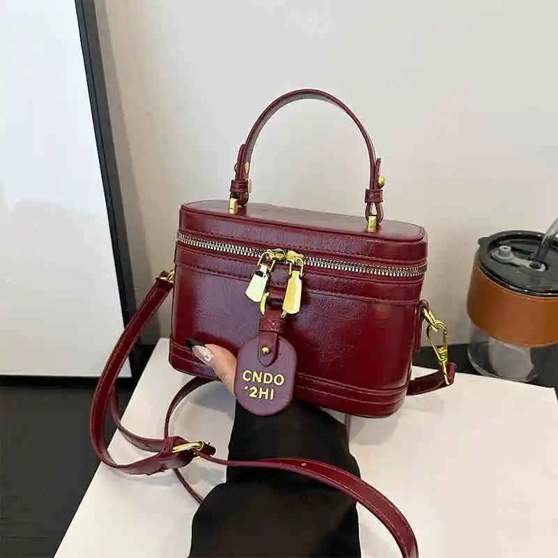 Women Fashion Tote Bucket Bags Solid Clor PU Leather Delicate Small Square Pack 2024 Trendy Female Crossbody Bag