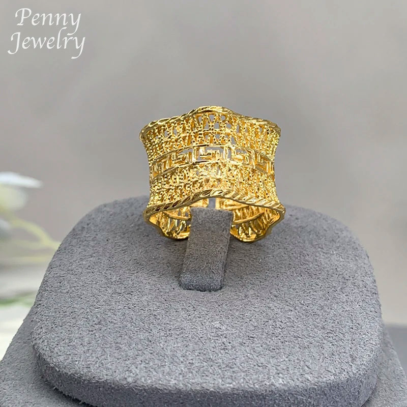 Women Bangle Bracelet Ring Sets Original Exquisite 18K Gold Plated Jewelry Set African Bridal Wedding Party Gifts Jewellery Sets