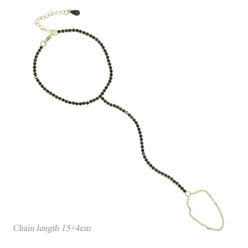 New Arrived Long Tassel With Slippy Bar Bling Round Oval Triangle CZ Setting Women Unique Bracelet Wrap One's Finger Jewelry