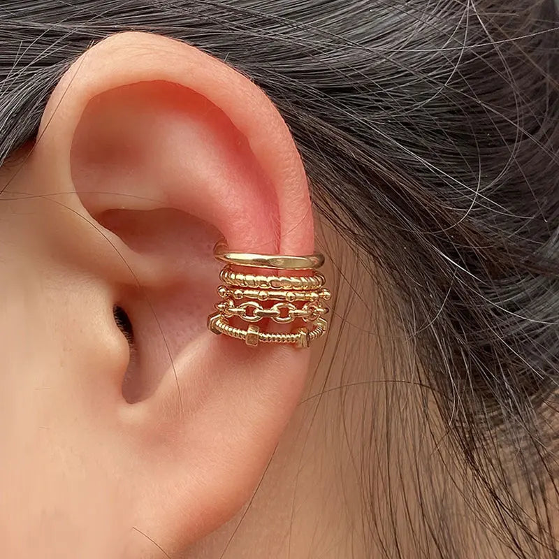 Stackable Earrings Without Ear Hole Star Wrap Clip On Earrings Earcuff for Women Ear Screen Climb Cuffs Fake Piercing One pair