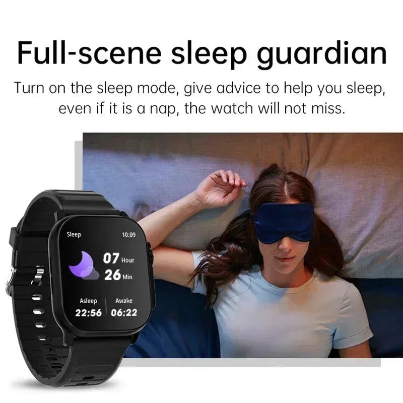 2025 New A100 Amoled Square Smartwatch with 7 Straps, Waterproof Bluetooth Calling, Heart Rate Monitoring Function