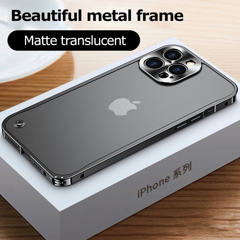 Metal Phone Cases For IPhone 12 13 14 Pro Max Cover 16 Plus Magnetic Aluminum Frame Phone Shell For Iphone 15 12 Mini 13 Pro Max