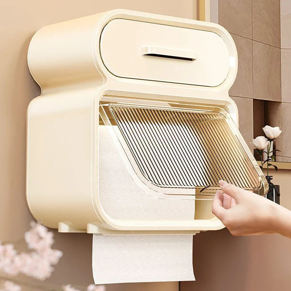 Bathroom Square Tissue Box  Wall-Mounted Toilet Tissue Holder Storage Organizer Double Layer Storage Rack Toilet Roll Holder