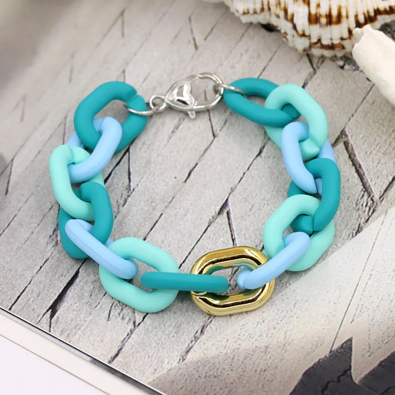 Bracelets for Women Jewelry Mixed Color Acrylic Buckle Rings Bracelets Lovely Accessories Gift Wholesale