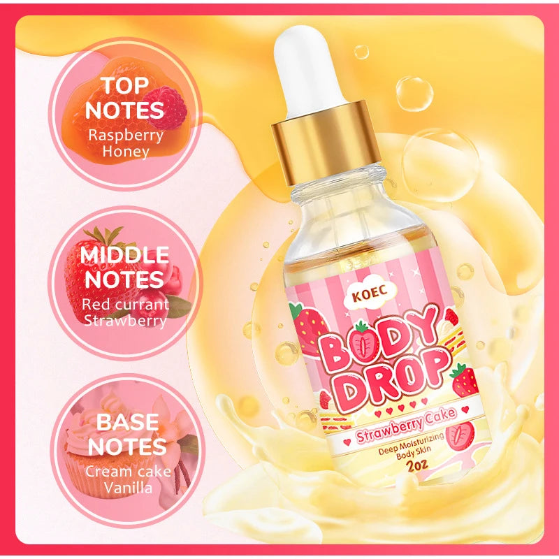 Strawberry Body Cream& Oil Set Moisturizing Nourishing Hydrating Body Lotion Essential Body Glaze Vanilla Fragrance Massage Oil