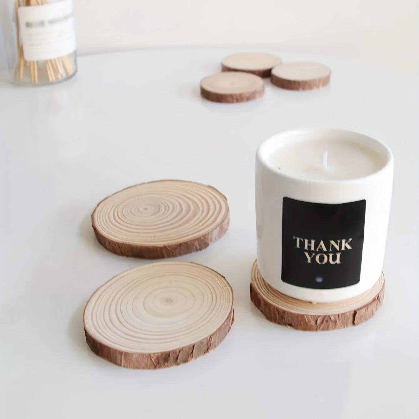 5pcs - Wooden Aromatherapy Candle Tray Minimalist Instagram Style Decorative Decoration Round Candle Base