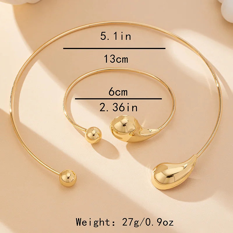 Bracelet Collar Set For Women Girls Simple Style Personality Big Water Droplets Holiday Party Gift OL Fashion Jewelry DS058