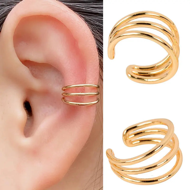 Stackable Earrings Without Ear Hole Star Wrap Clip On Earrings Earcuff for Women Ear Screen Climb Cuffs Fake Piercing One pair