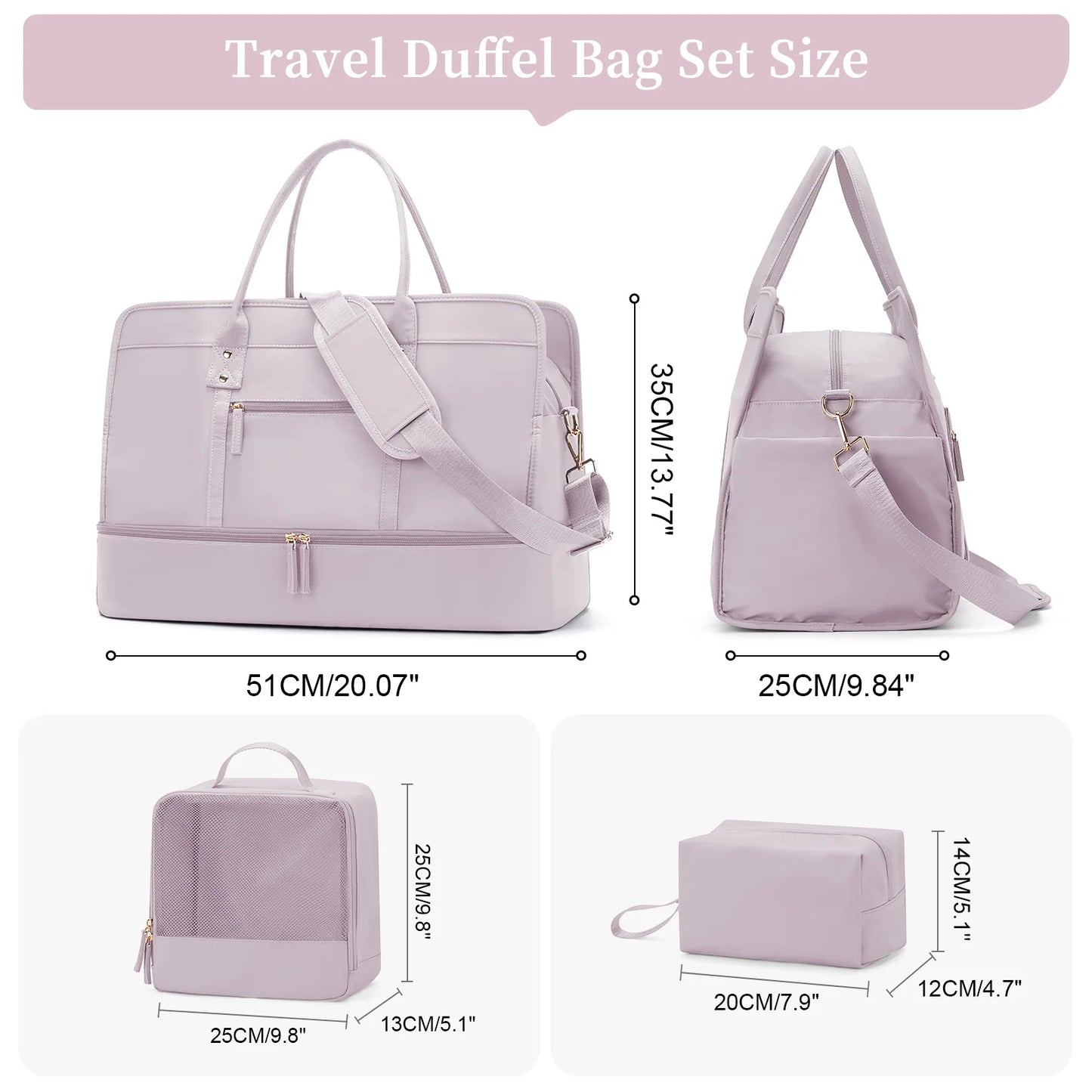 Luggage Travel Bags with a Clothes Bag and Toiletry Bag Large Capacity Daily Commuter Shoulder Bag Woman Tote Bags Handbag Woman