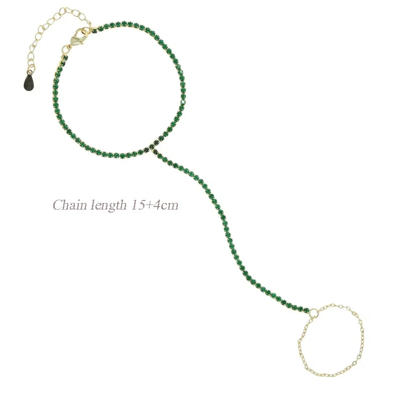 New Arrived Long Tassel With Slippy Bar Bling Round Oval Triangle CZ Setting Women Unique Bracelet Wrap One's Finger Jewelry