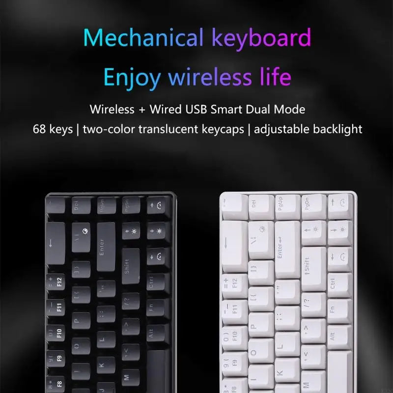 K32C RF68 68-key Gaming Mechanical Keyboard BT Wireless Blue Backlit 2-Shot