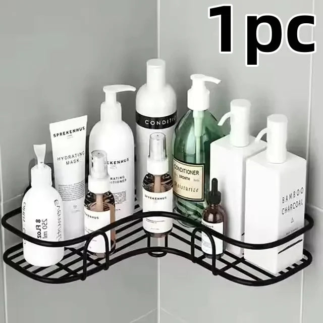 Bathroom Shelf Wall Mounted Corner Storage Shelves Shampoo Holder Iron Rack Shower Drain Basket Kitchen Accessories Organizer