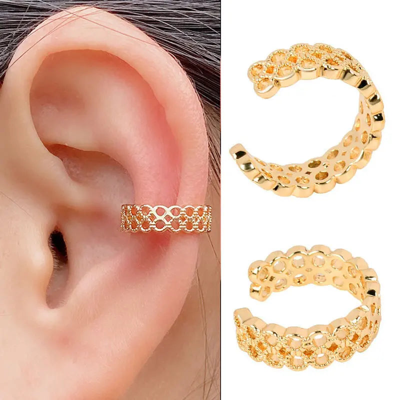 Stackable Earrings Without Ear Hole Star Wrap Clip On Earrings Earcuff for Women Ear Screen Climb Cuffs Fake Piercing One pair