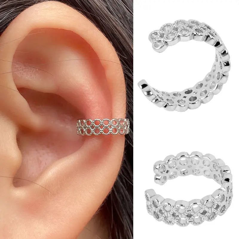 Stackable Earrings Without Ear Hole Star Wrap Clip On Earrings Earcuff for Women Ear Screen Climb Cuffs Fake Piercing One pair