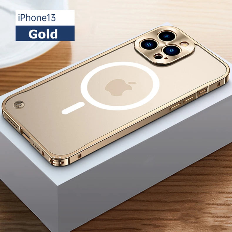 Metal Phone Cases For IPhone 12 13 14 Pro Max Cover 16 Plus Magnetic Aluminum Frame Phone Shell For Iphone 15 12 Mini 13 Pro Max