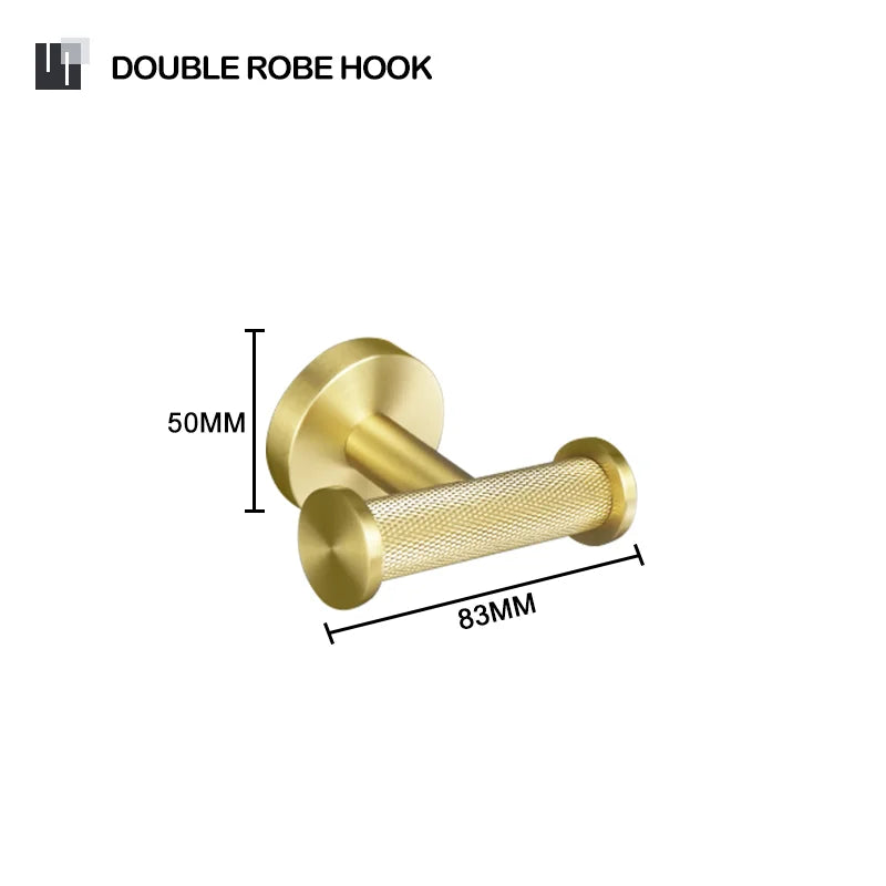 Brushed Gold Bathroom Accessories Set Hardware Kit Wall Mount Hand Towel Bar Rack Toilet Roll Paper Holder Robe Hook Hanger
